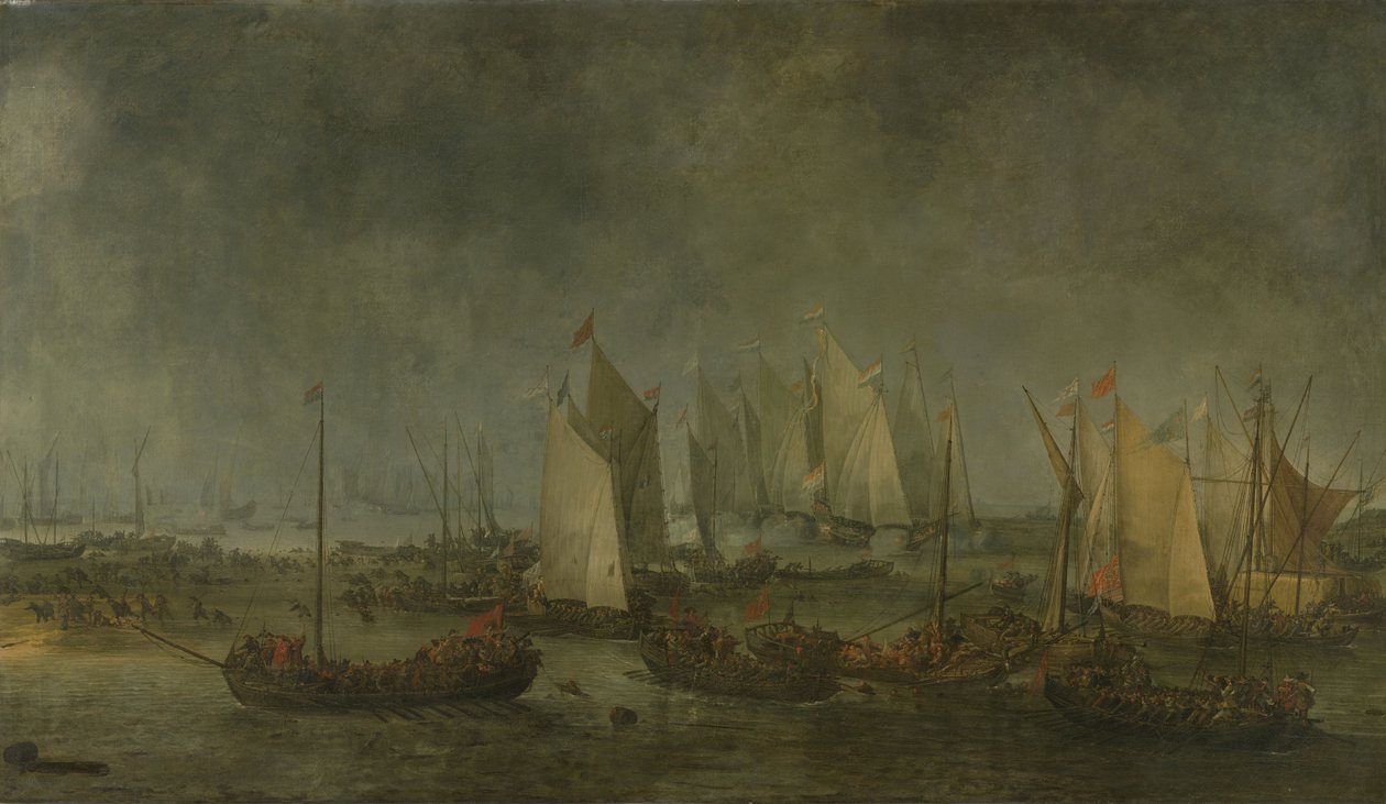 La bataille de Slaak entre les flottes néerlandaise et espagnole pendant la nuit du 12-13 septembre 1631, 1633 - Simon de Vlieger
