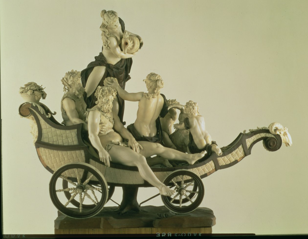 Char avec Silène, sculpture en ivoire, Munich, deuxième quart du XVIIIe siècle - Simon Troger