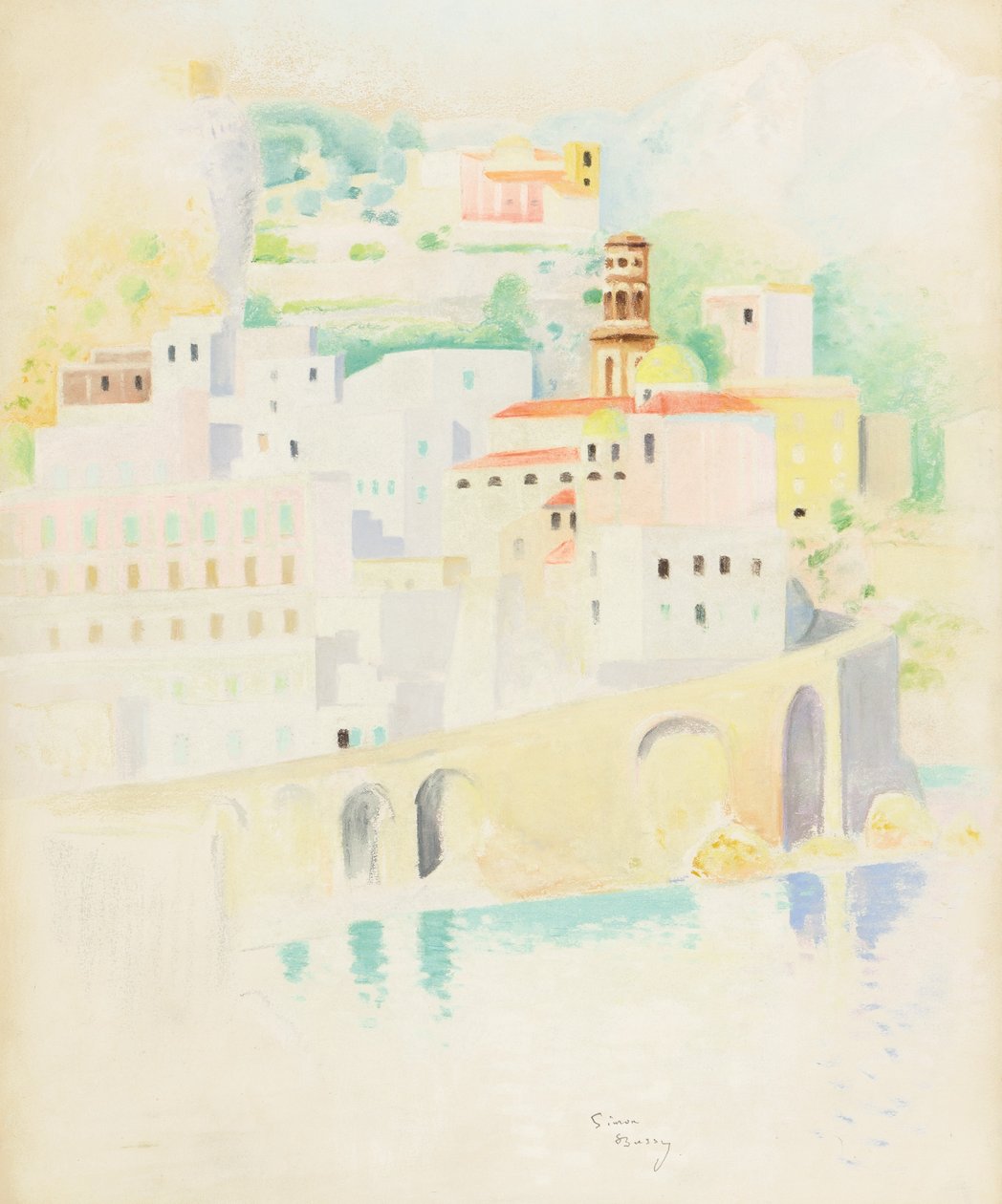 Atrani, côte amalfitaine (pastel sur papier) - Simon Albert Bussy