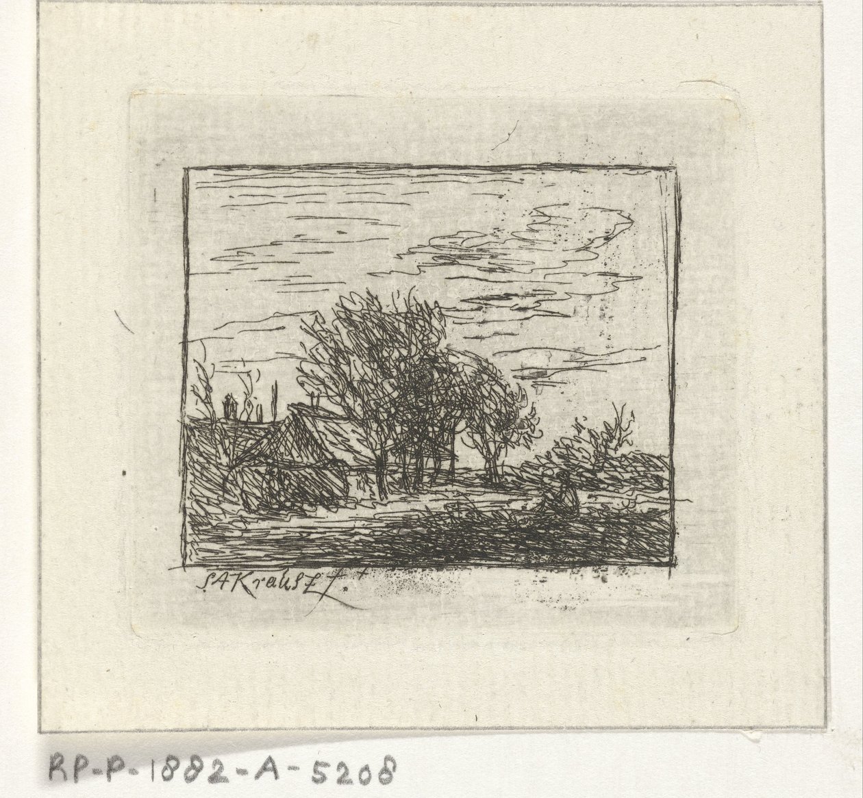 Paysage avec maisons et arbres - Simon Andreas Krausz