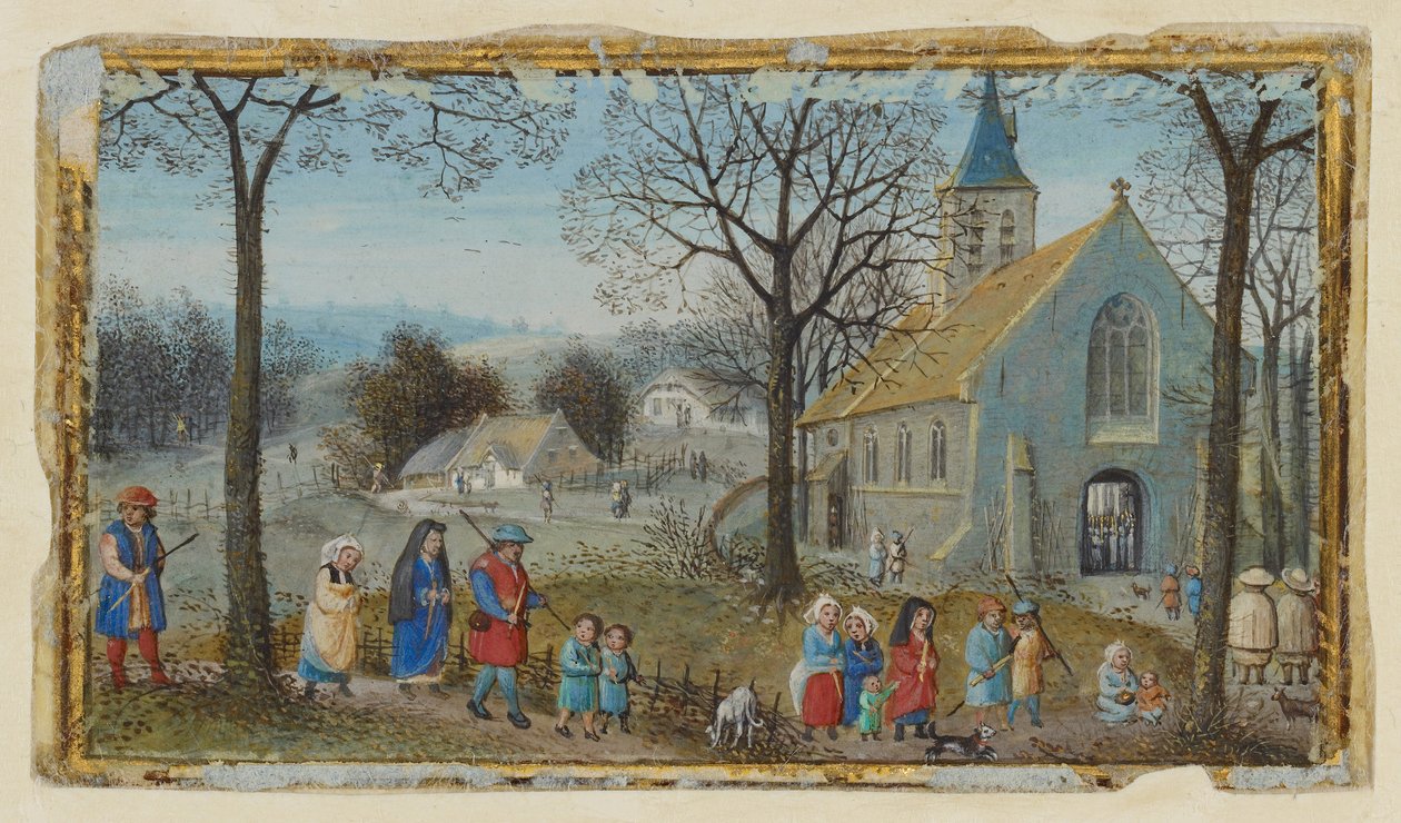 Villageois en chemin vers l
