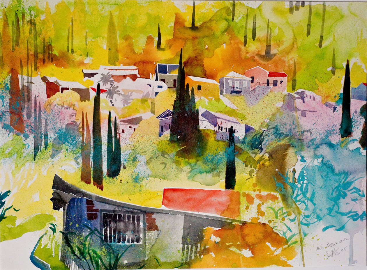 Ano Korakiana, Corfou, 2005 (aquarelle sur papier) - Simon Fletcher