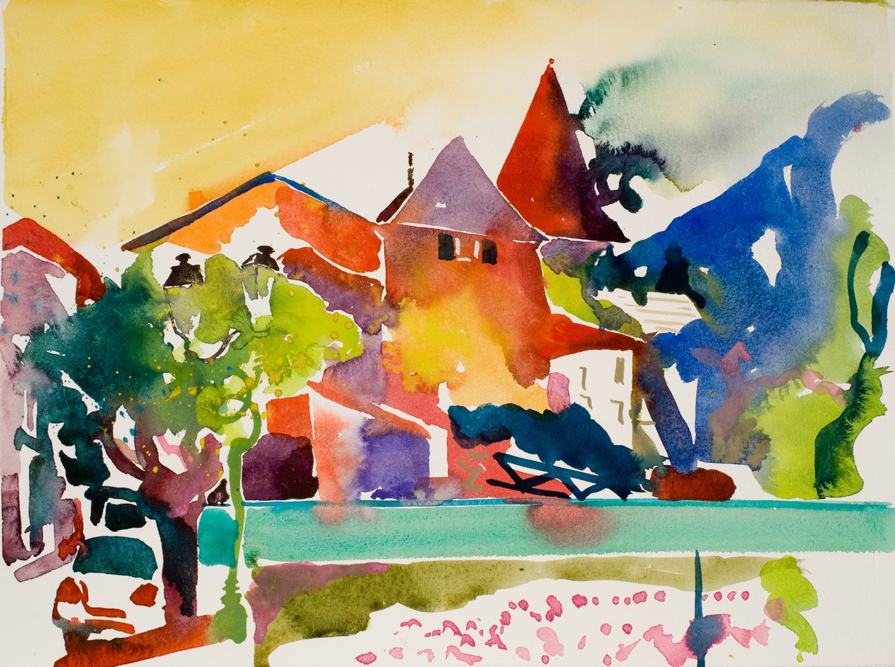 Voiture, bande verte, 2017 (aquarelle sur papier) - Simon Fletcher