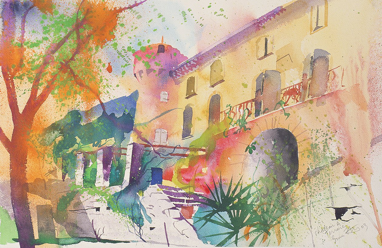 Château et terrasse, 2003 (aquarelle sur papier) - Simon Fletcher