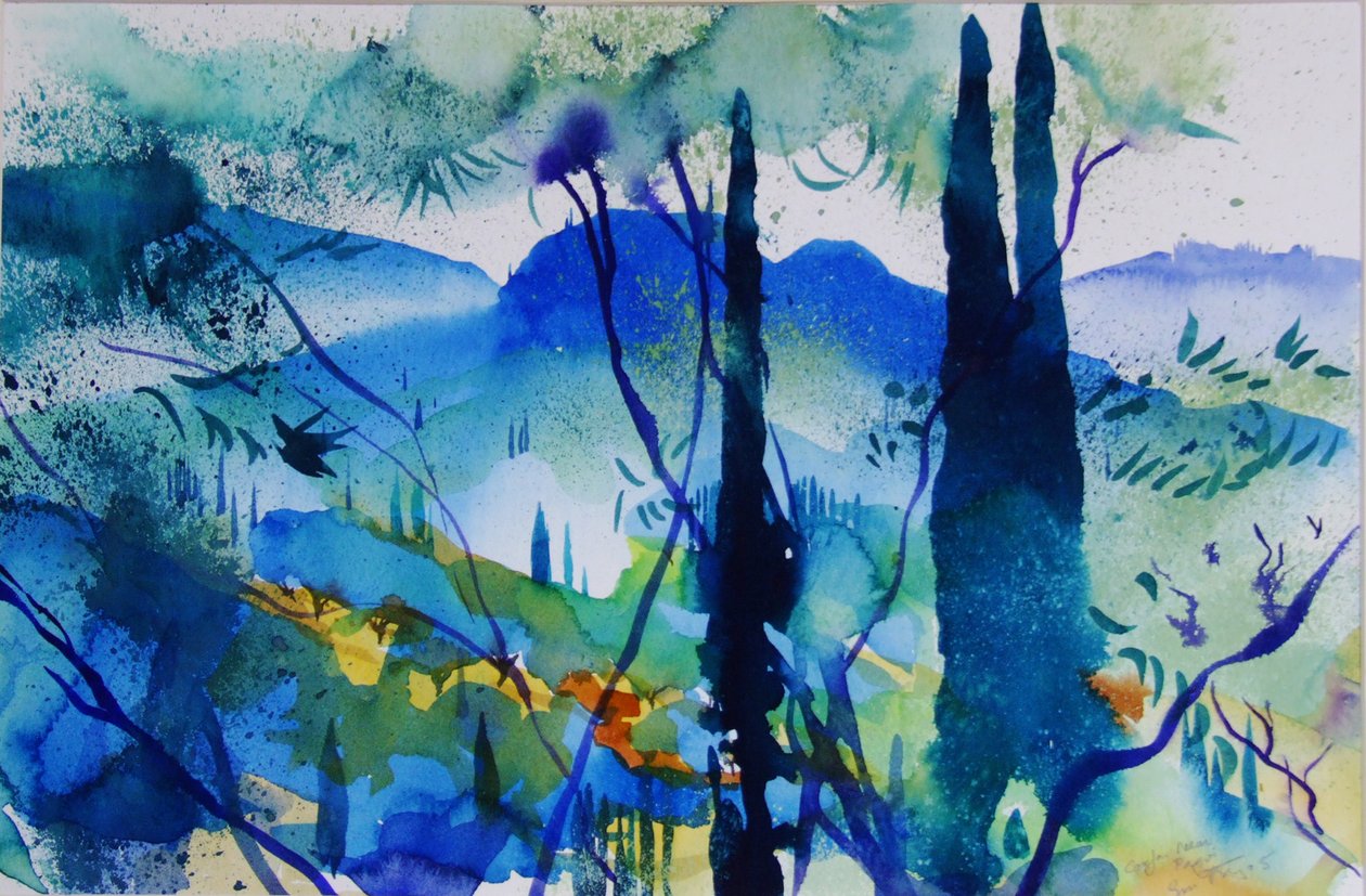 Corfou, près de Pagoi, 2005 (aquarelle sur papier) - Simon Fletcher