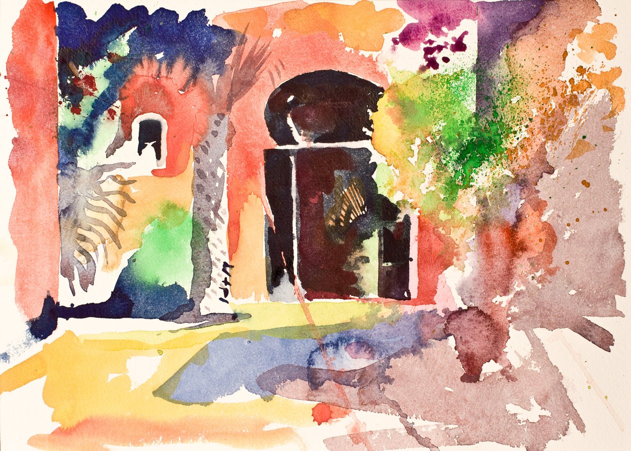 Cour et porte, 2016 (aquarelle) - Simon Fletcher