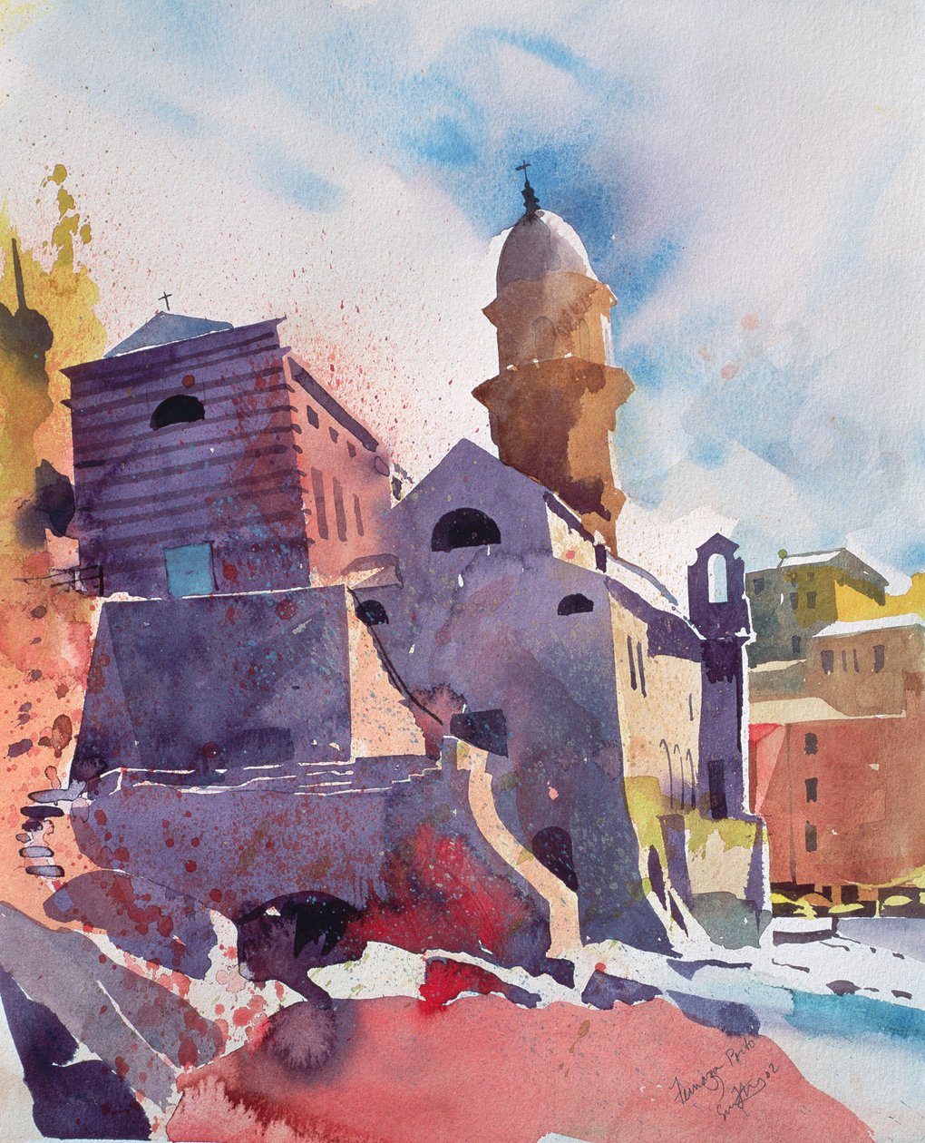 Fernazza, Porto, 2002 (aquarelle sur papier) - Simon Fletcher