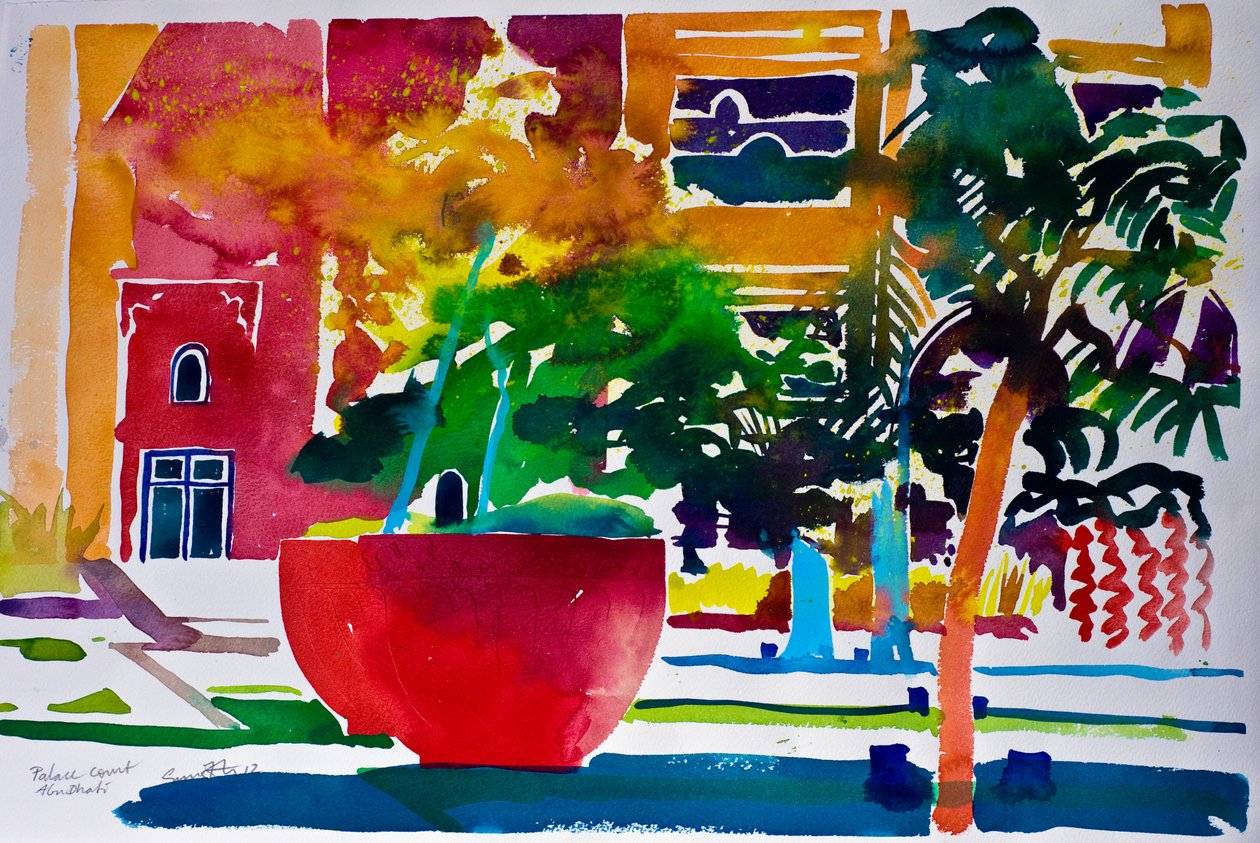 Palace Court, Abu Dhabi, 2012 (aquarelle sur papier) - Simon Fletcher