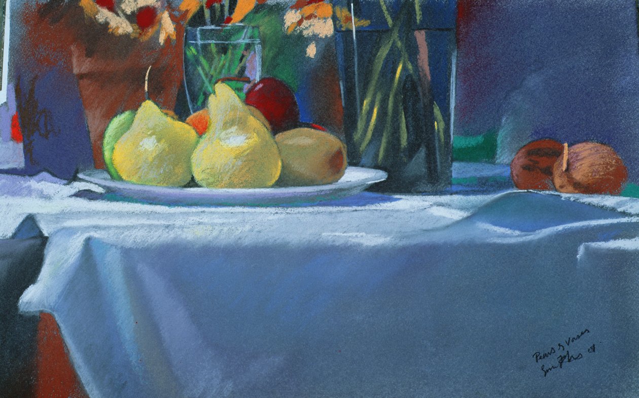 Poires et vases, 2004 (pastel) - Simon Fletcher