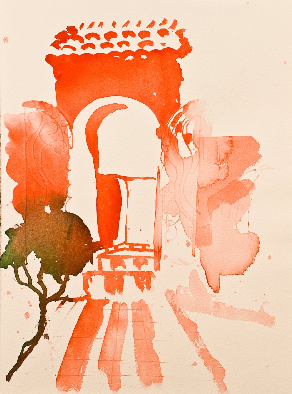Porte rouge, 2016 (aquarelle) - Simon Fletcher