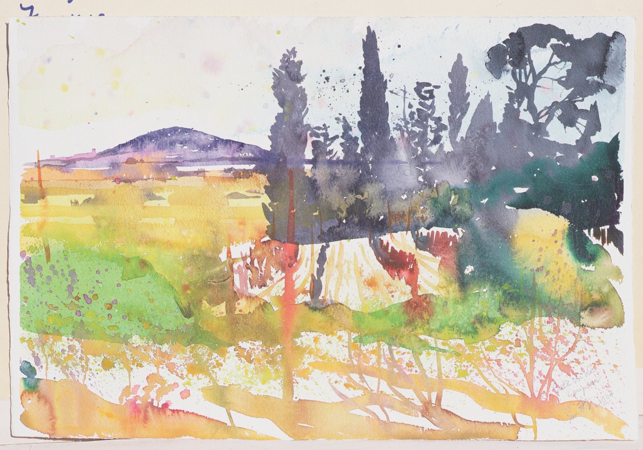 Sete, vu de Loupian, 2004 (watercolour on paper) - Simon Fletcher