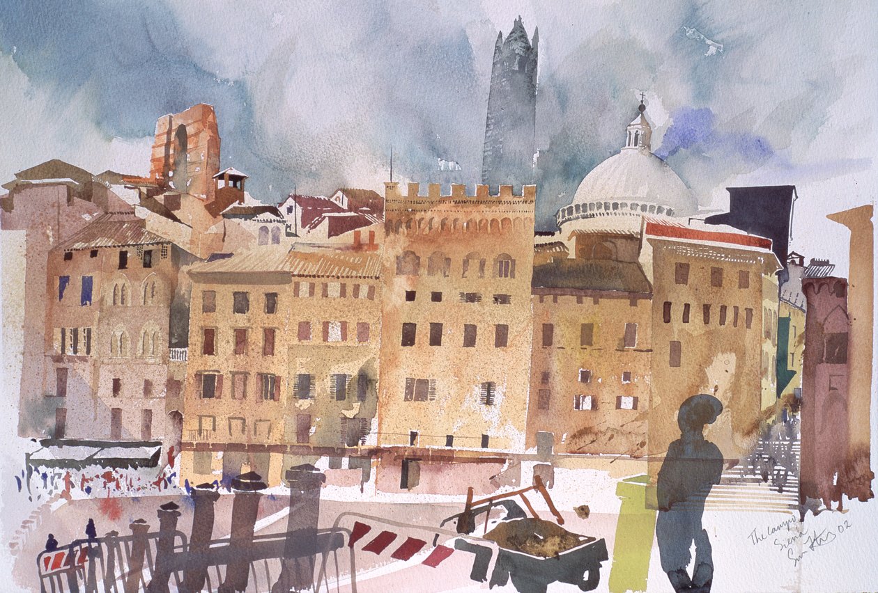 Le Campo, Sienne, 2002 (aquarelle sur papier) - Simon Fletcher