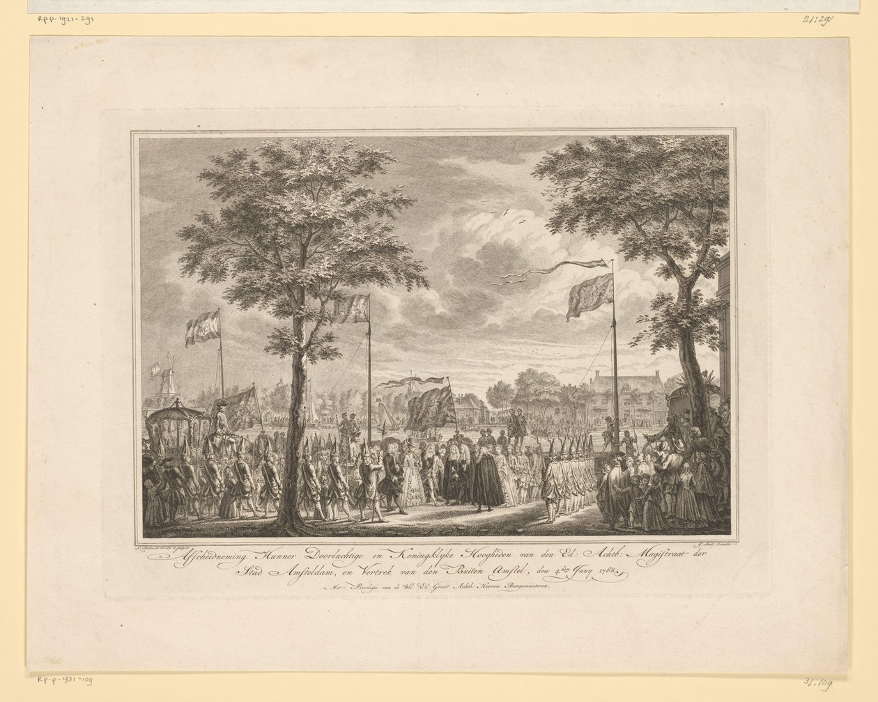 Adieu de Guillaume V et de son épouse à Buiten Amstel, 1768 - Simon Fokke