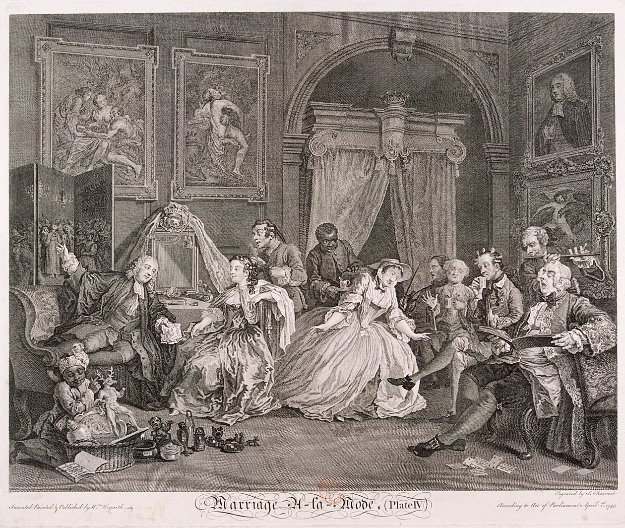 Mariage à la Mode, 1745, planche IV - Simon Francois Ravenet