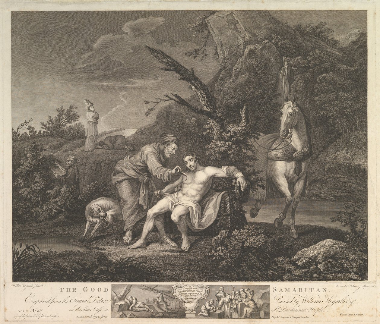 Le Bon Samaritain Saint Luc, Chap. 10, verset 30, 24 février 1772 - Simon Francois Ravenet