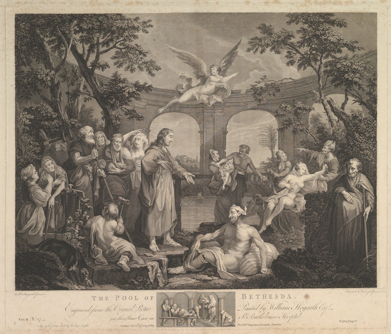 La piscine de Bethesda, Saint Jean, Chapitre 5, 24 février 1772 - Simon Francois Ravenet