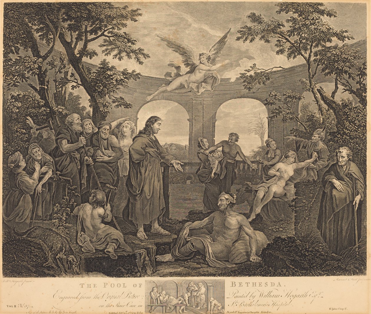 La piscine de Bethesda - Simon Francois Ravenet I and Victor Marie Picot after William Hogarth