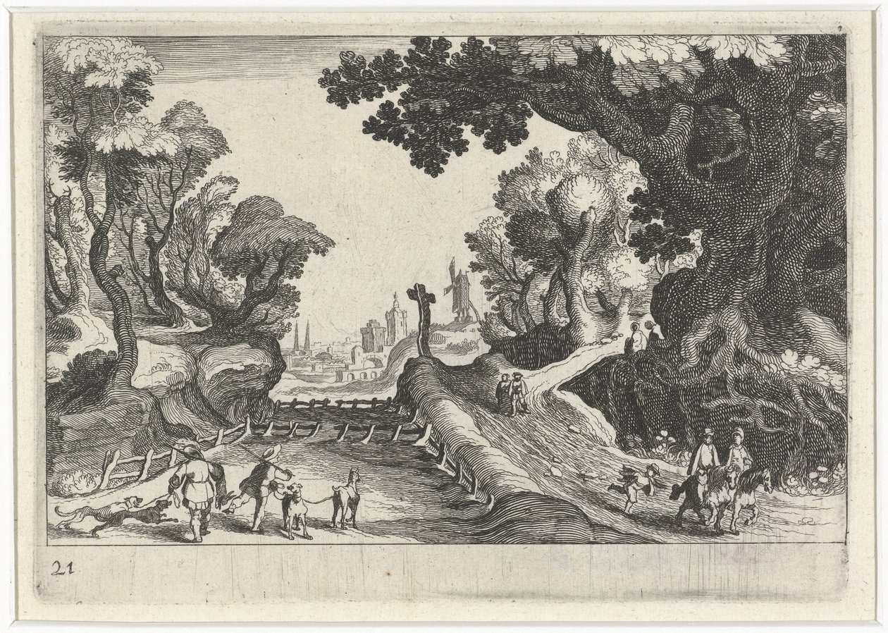 Paysage forestier avec une croix le long d