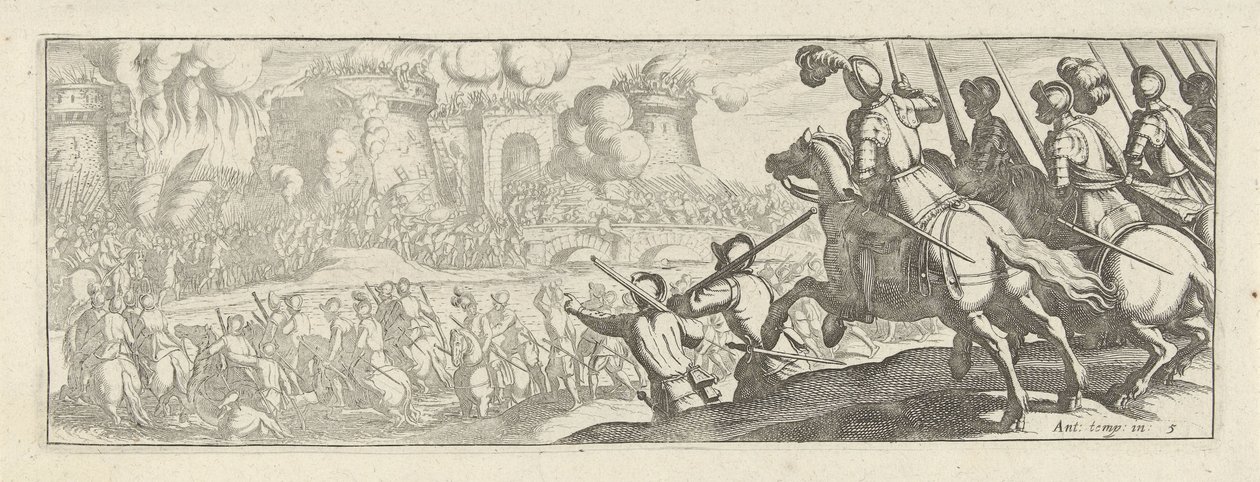 Cavaliers assiégeant un mur de ville (Cavalerie) - Simon Frisius