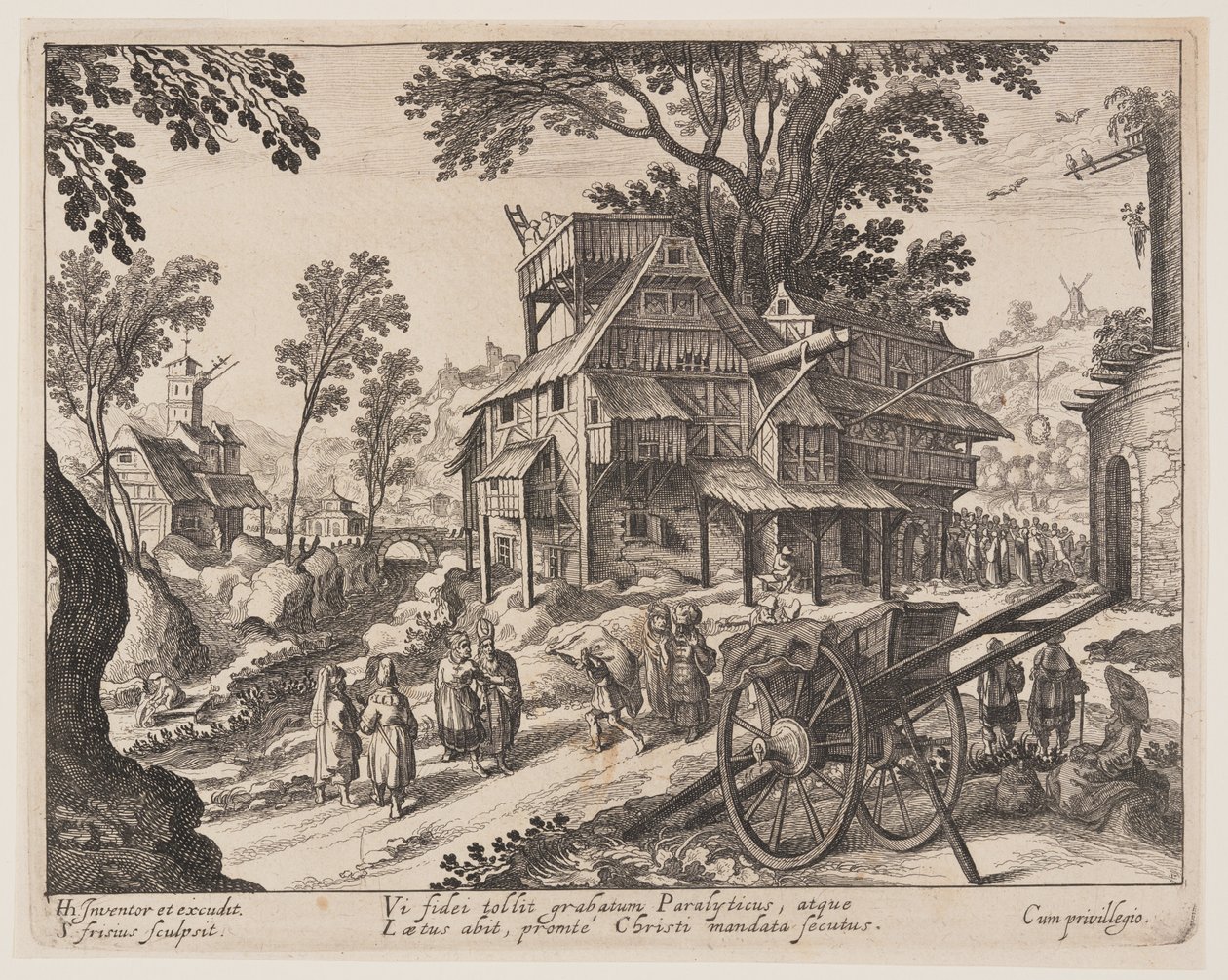Guérison du paralytique, extrait de Paysages avec scènes de la vie du Christ - Simon Frisius