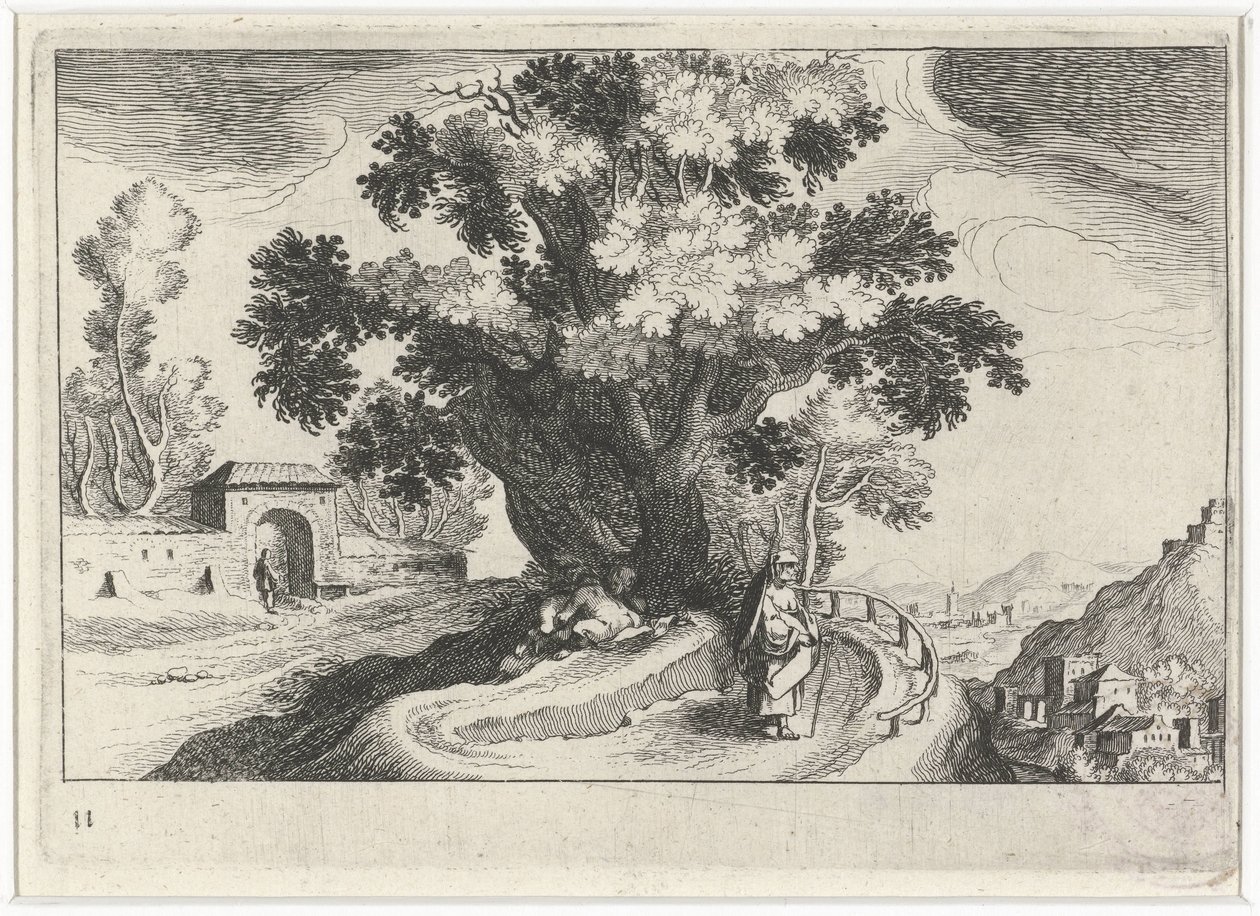 Paysage vallonné avec des figures s