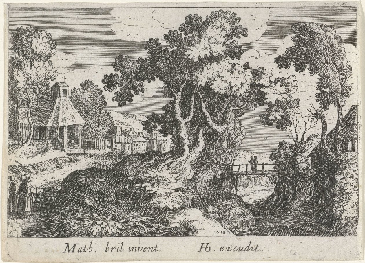 Paysage avec un arbre - Simon Frisius