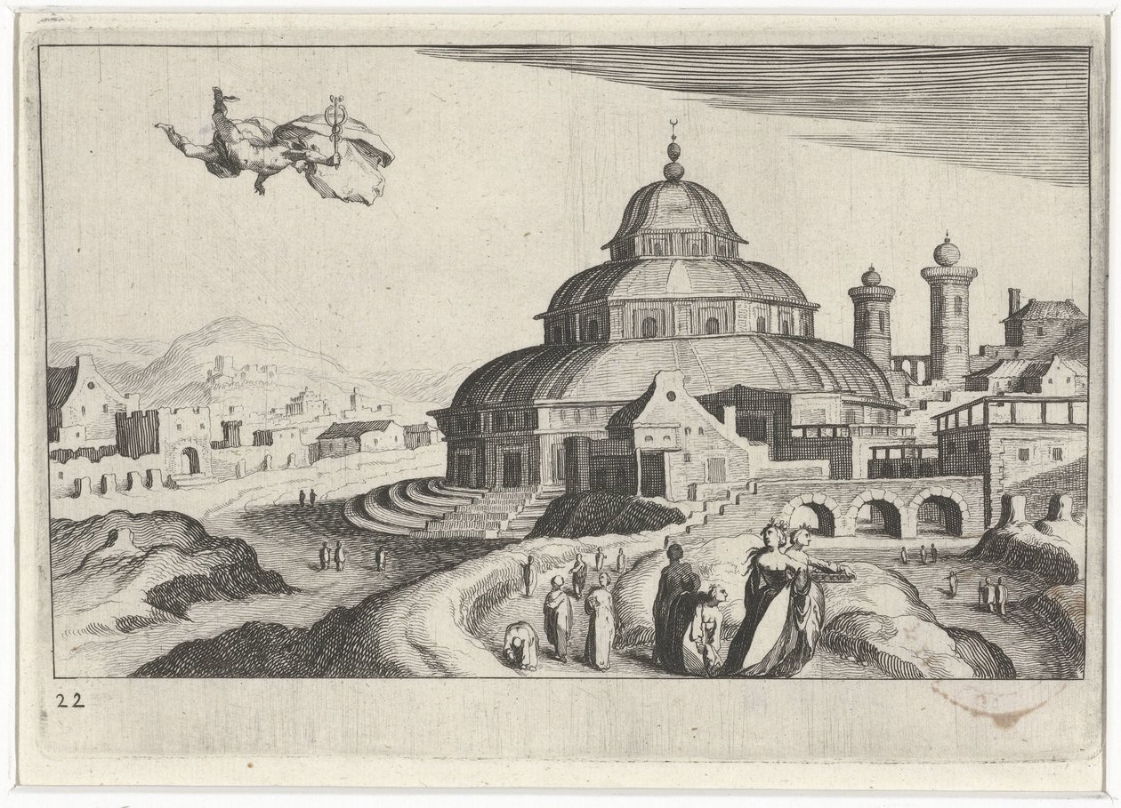 Vue de ville avec Mercure (série Paysages d