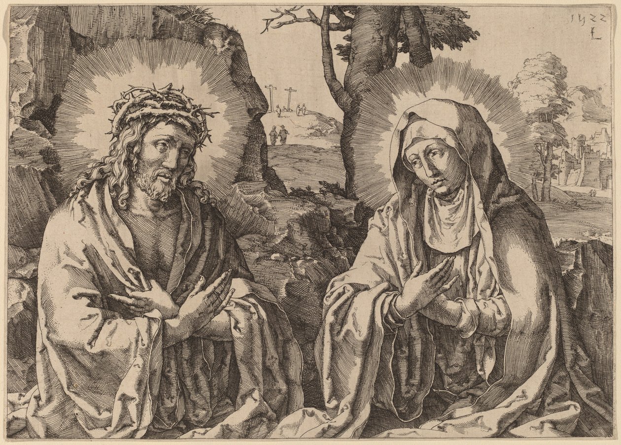 Le Sauveur et la Vierge - Simon Frisius after Lucas van Leyden