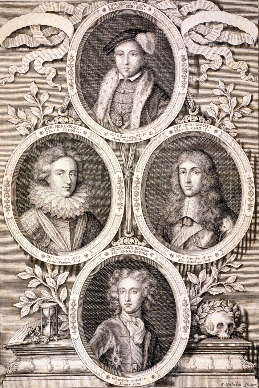 Edward VI, Henry et William, ducs de Gloucester, et Henry, prince de Galles, vers 1700 - Simon Gribelin