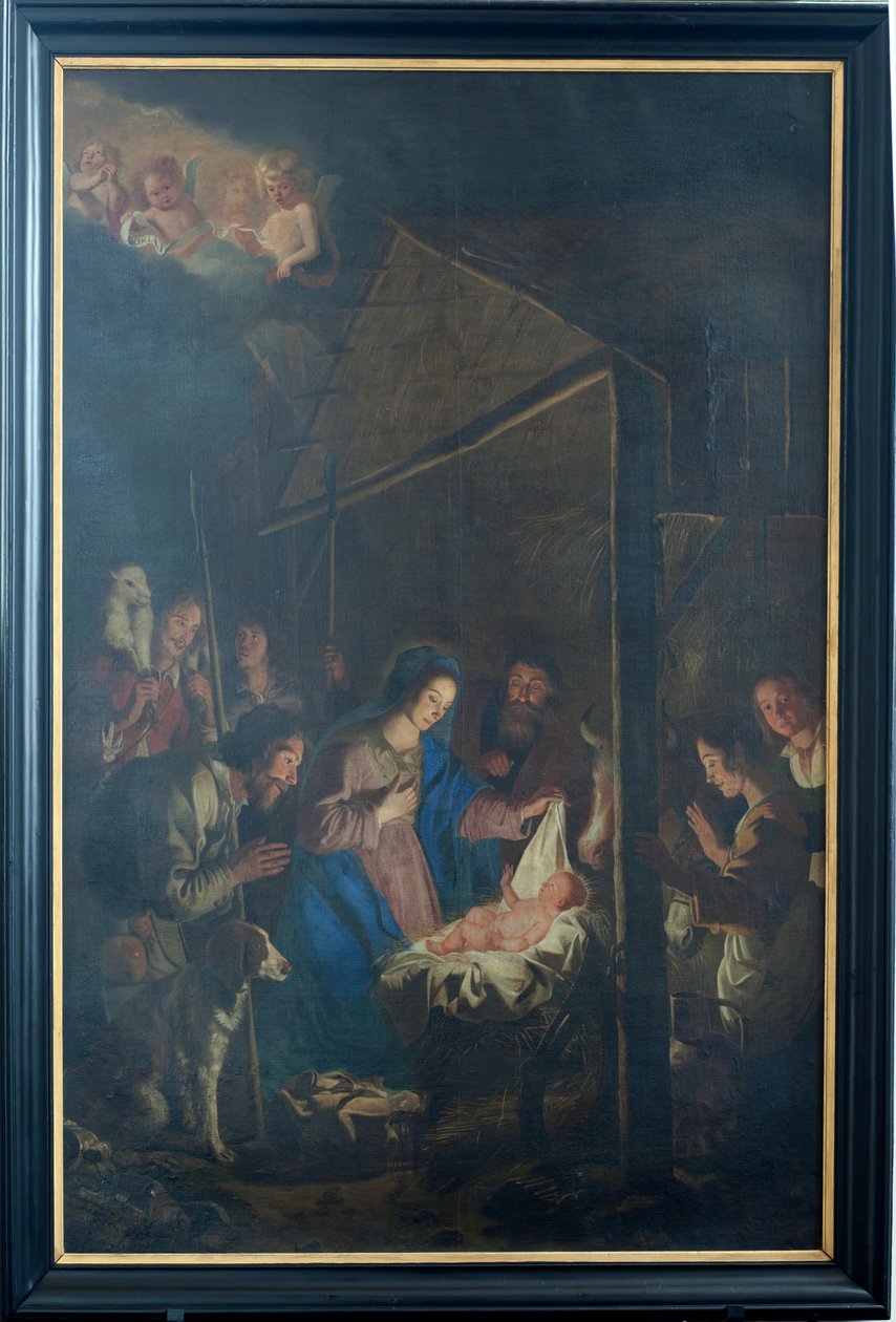 Église paroissiale (Onze-Lieve-Vrouw-Hemelvaartkerk). Intérieur. Peinture. Scène de Noël. Simon De Paepe. Origine abbaye Ename (?) - Simon II de Pape