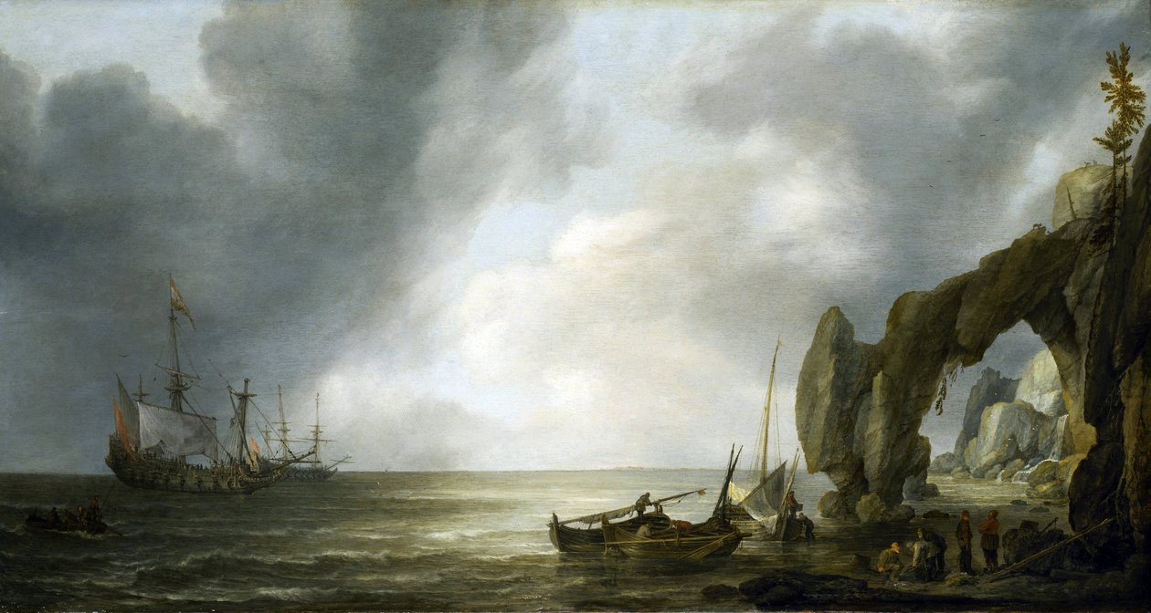 Navires de guerre néerlandais ancrés au large d