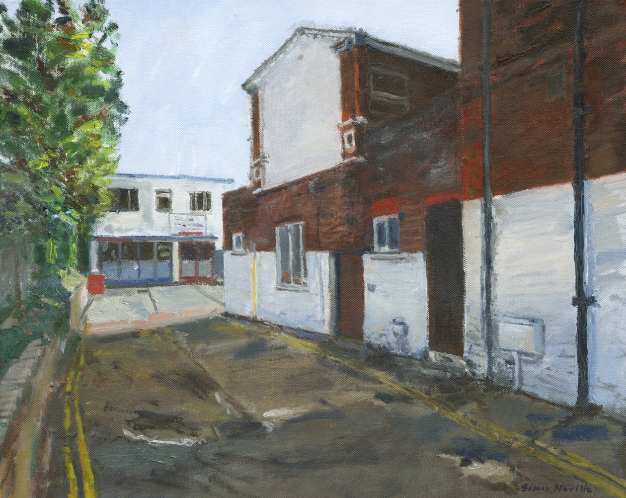 Motorworks, Westgate-on-Sea, 2024 (huile sur toile) - Simon Neville
