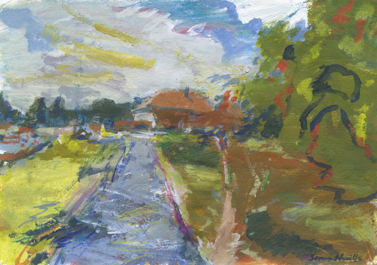 Pavenment  shortcut to houses, 2024 (acrylique, aquarelle, crayons d