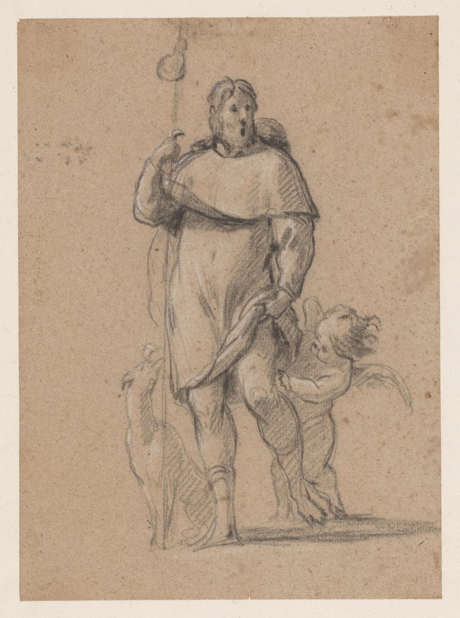 Saint Roch avec un chien et un petit ange - Simon Vouet