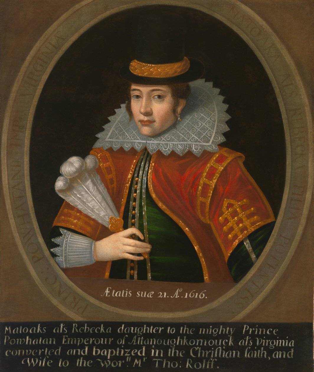 Pocahontas (v. 1595- 1617), après 1616 (huile sur toile) - Simon de (after) Passe
