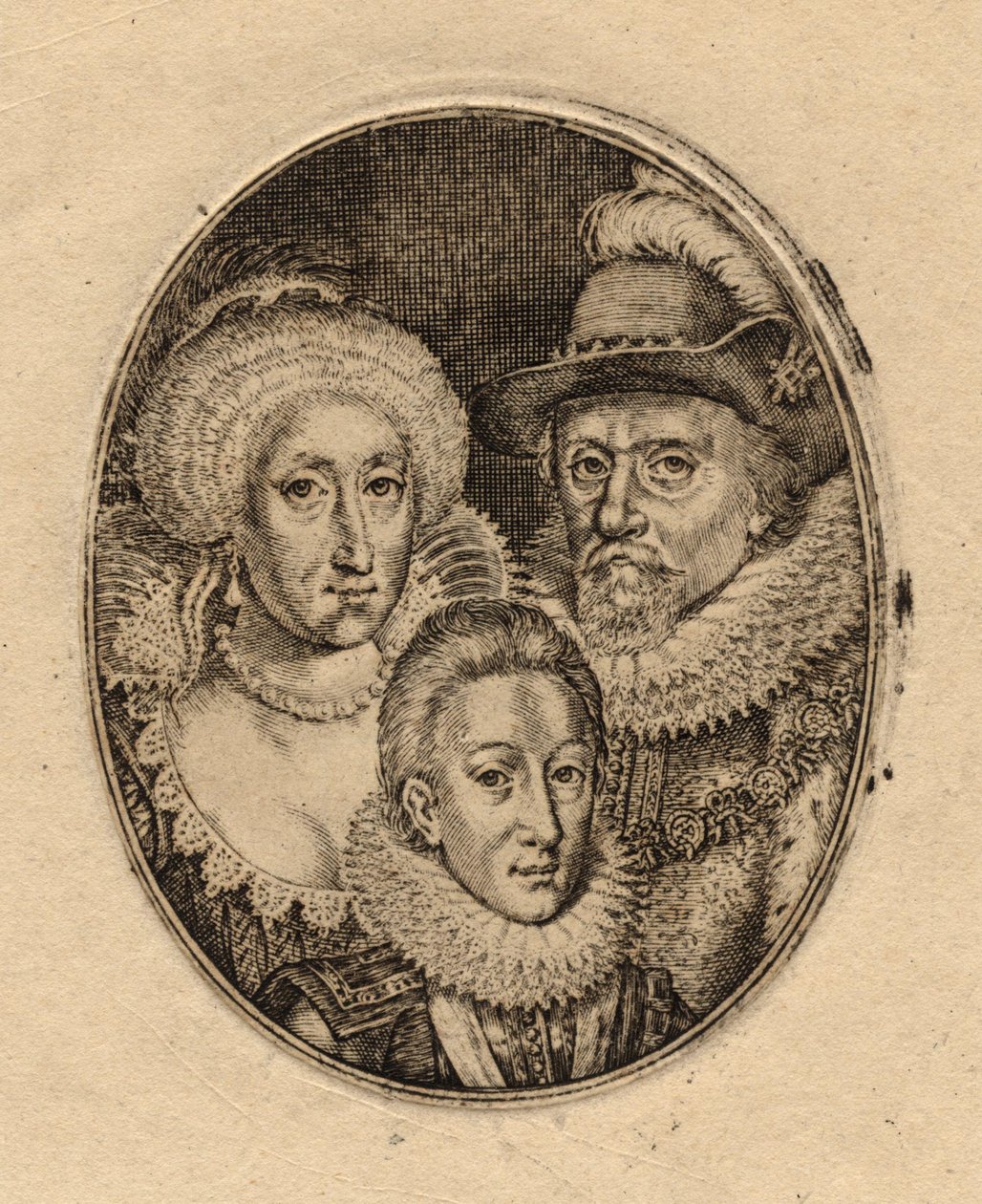 Anne de Danemark ; le roi Charles Ier, prince de Galles ; le roi Jacques Ier d