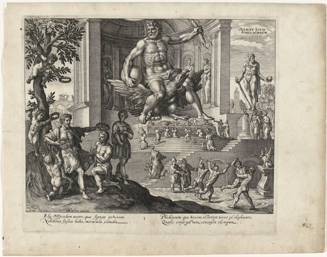 La statue de Jupiter à Olympie (Les sept merveilles du monde) - Simon van de Passe