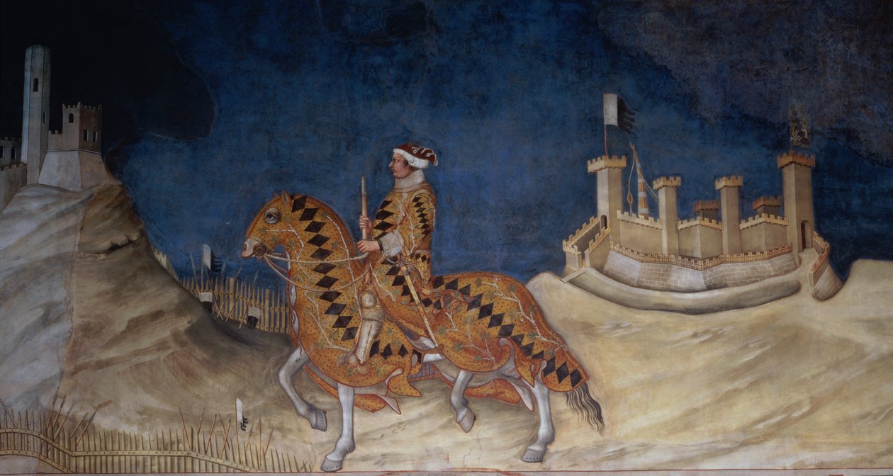 Commémoration de Guidoriccio da Fogliano au siège de Montemassi, de la Sala del Mappamondo, 1328 (détail) - Simone Martini