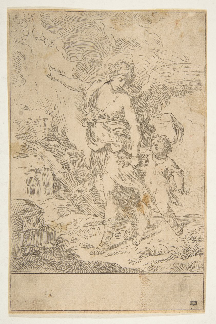 Un ange gardien marchant avec un enfant, vers 1640 - Simone Cantarini