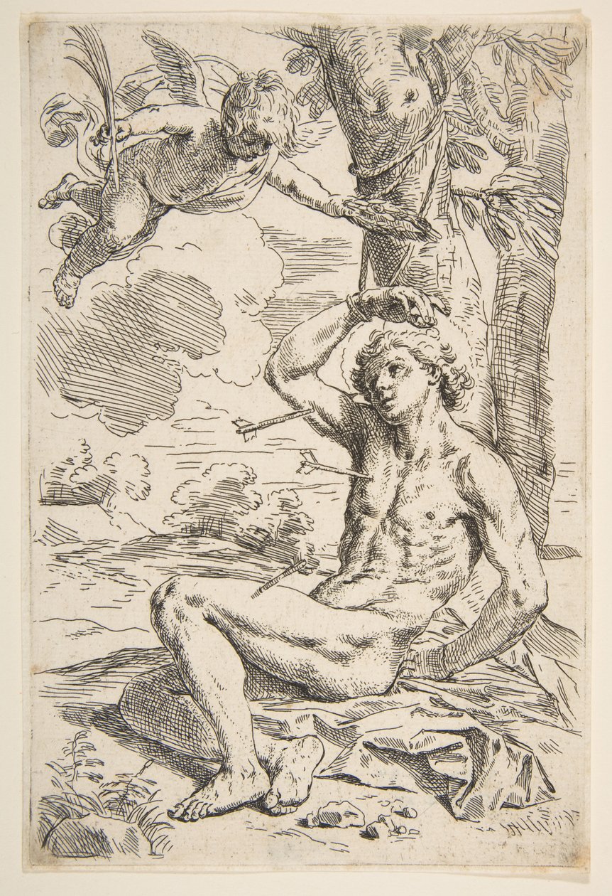 Saint Sébastien percé de flèches et attaché à un arbre, vers 1639 - Simone Cantarini