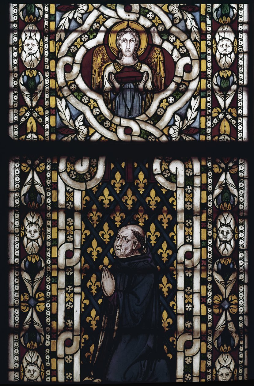 Cardinal Gentil de Montefiore (Gentile Partino da Montefiore, Gentilis de Monteflorum, ca. 1240-1312) à genoux - Vitrail de Simone Martini (ca. 1284-1344) - Simone Martini