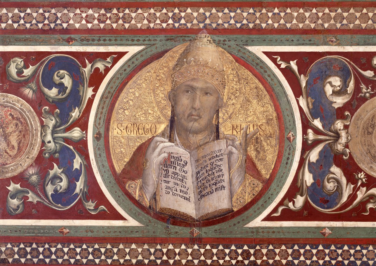 Maestà : Saint Grégoire, détail du cadre, 1315 (détail) - Simone Martini