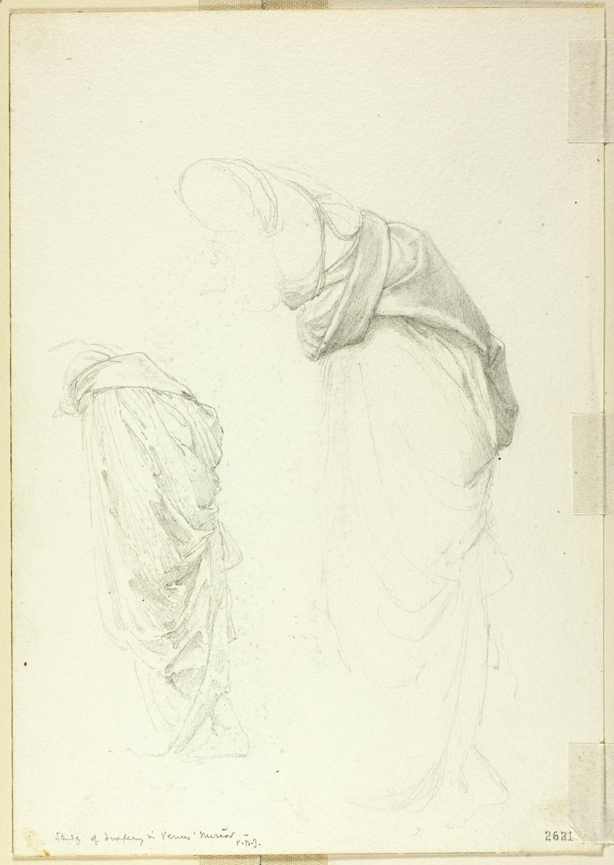 Draperie, deux études pour Le Miroir de Vénus - Sir Edward Burne Jones