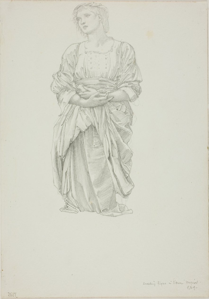 Étude pour "Le miroir de Vénus" : Figure féminine agenouillée - Sir Edward Burne Jones