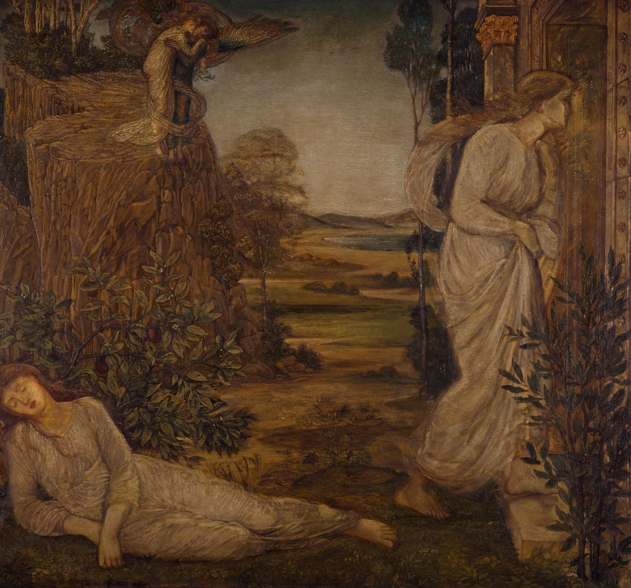Cupidon et Psyché - Fresques du Palais Vert - Zéphyr portant Psyché à la montagne - Sir Edward Coley Burne Jones