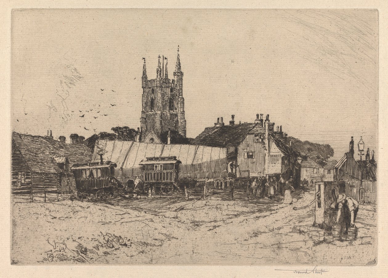 Comédiens ambulants à Lidd, Kent - Sir Frank Short