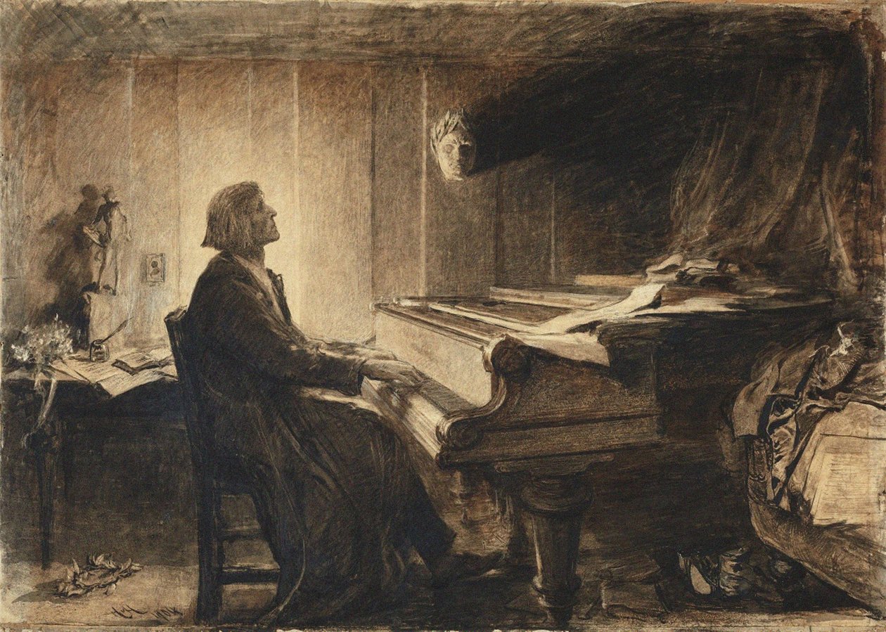 Franz Liszt au piano, 1904 - Sir Hubert von Herkomer