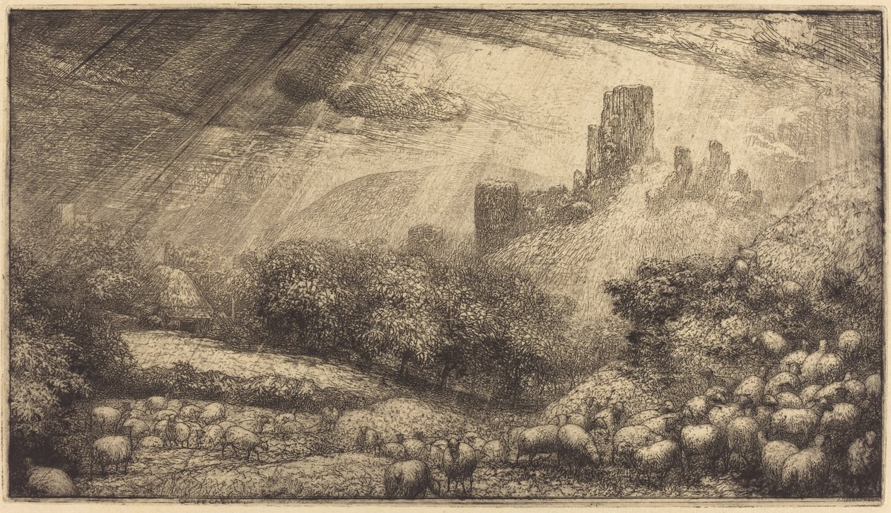 Château de Corfe: Effet du soleil après la pluie - Sir John Charles Robinson