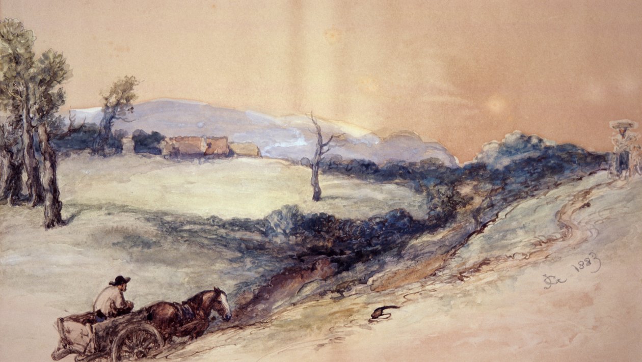 Paysage avec cheval et charrette, 1883 - Sir John Gilbert