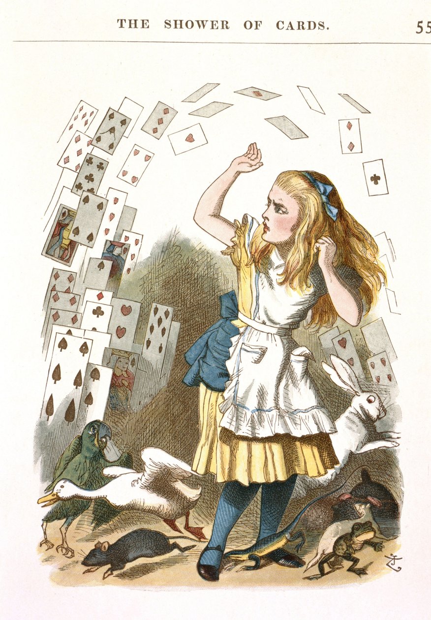 La pluie de cartes. Illustration pour Alice au pays des merveilles de L. Carroll, 1890 - Sir John Tenniel